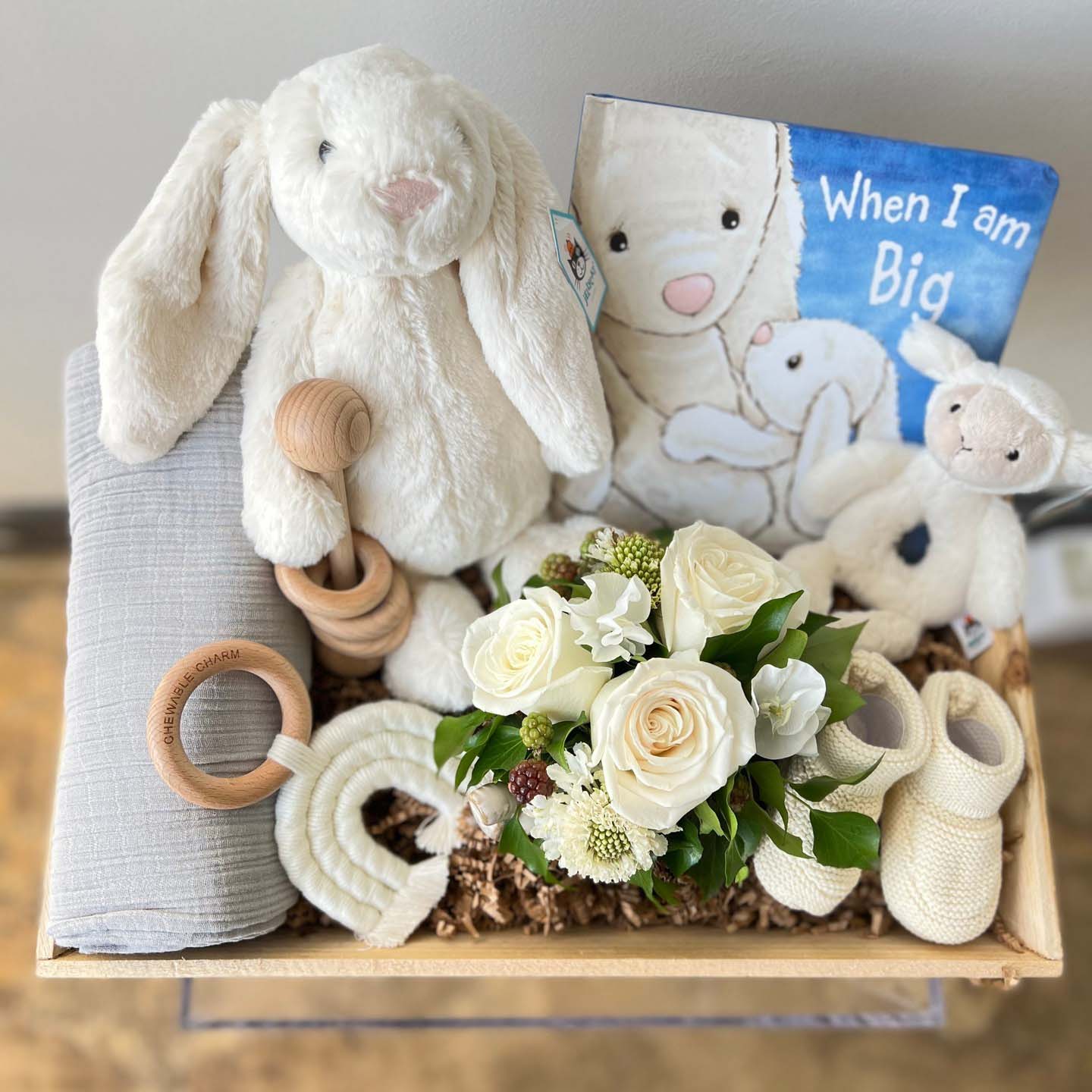 Curated Gift Box with fresh flowers