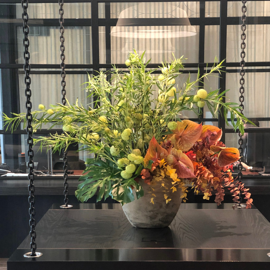 flower arrangement in lobby