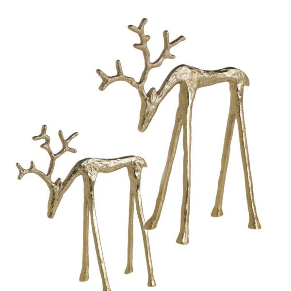 gold reindeer statue duo